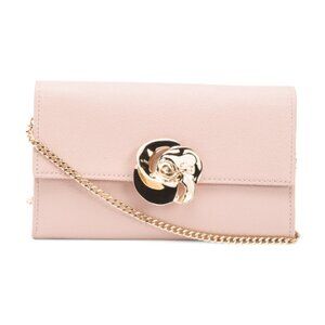 TED BAKER Leather Kira Rose Clutch With Chain Strap